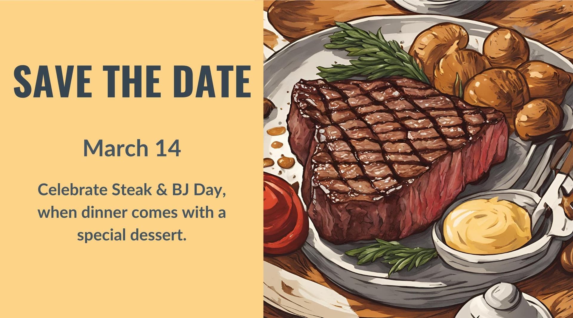 Steak and BJ Day Reminder Postcard